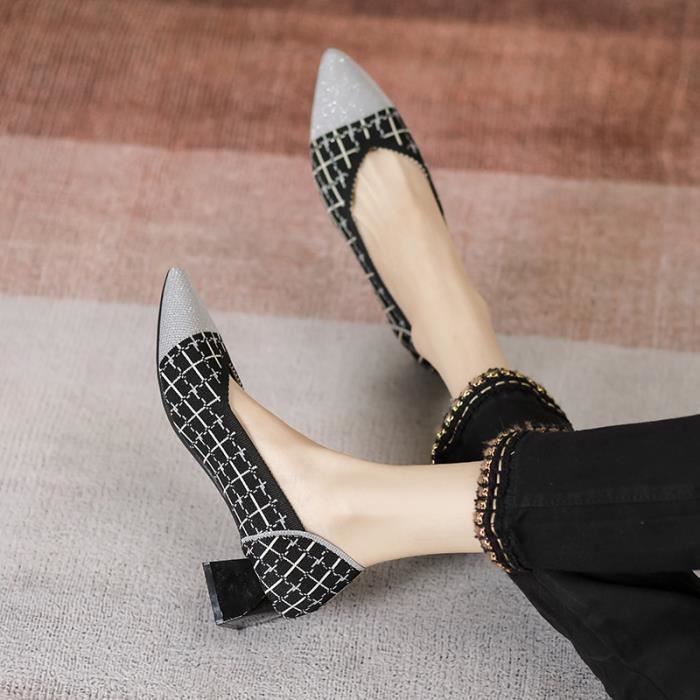 Escarpins Femme Talons Bas épais – Confortables Et Respirants – Pour Bureau, Soirée, Quotidien – Plusieurs Coloris Disponibles