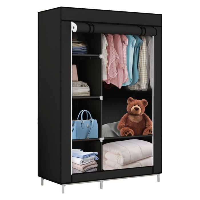 Armoire en Tissu Intissé - OHMG - 105 x 45 x 170 cm - Noir - Rangement Organisateur