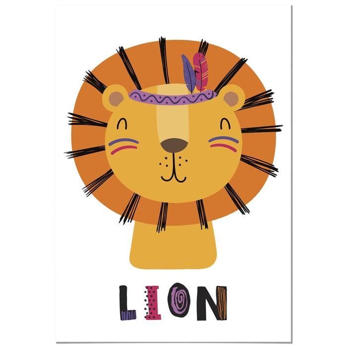 Panorama Tableau Pour Chambre D Enfants Animaux Lion 35x50cm Imprimee Sur Toile Grande Qualie Decoration Murale Chambre Enfant Cdiscount Maison