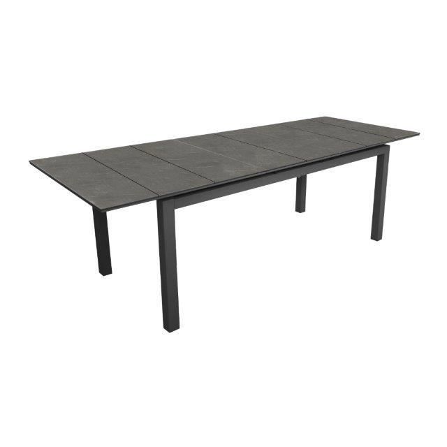 table de jardin hivaoa en aluminium/céramique - 180/240 x 90 cm - lame 8 mm - graphite