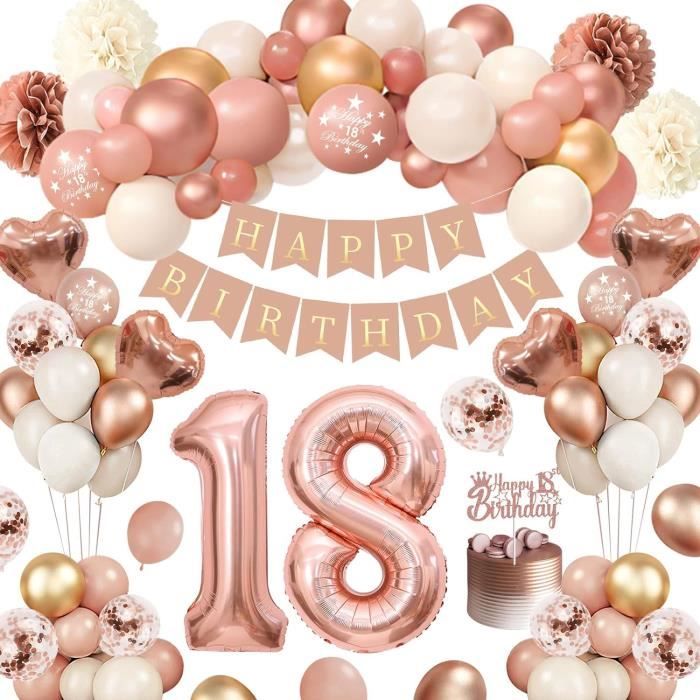 Déco Anniversaire 15 Ans Fille – Rose Gold, Ballons, Bannière, Fanions, Topper, Kit Fête Or Rose
