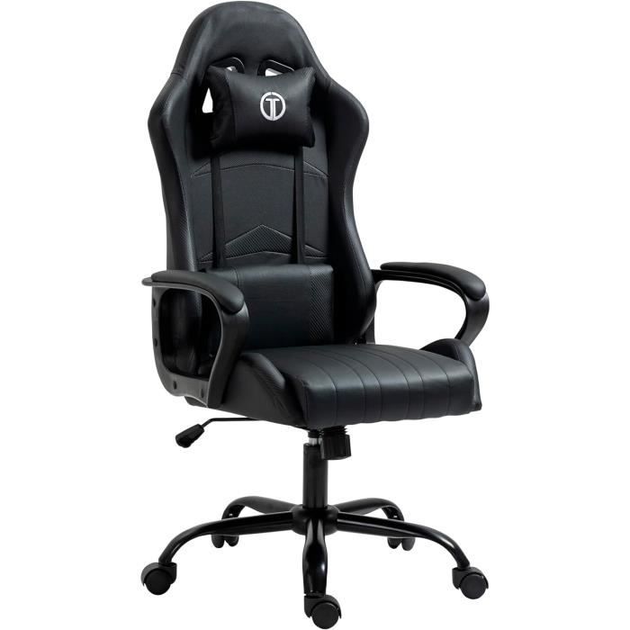 Vigosit Chaise de Jeu Ergonomique avec Massage Chauffant, Soutien Lombaire - Chaise d'ordinateur de Jeu avec Coussin à Ressorts ensachés et Repose- Pieds - Chaise Recliner à Dossier Haut - pour Adulte