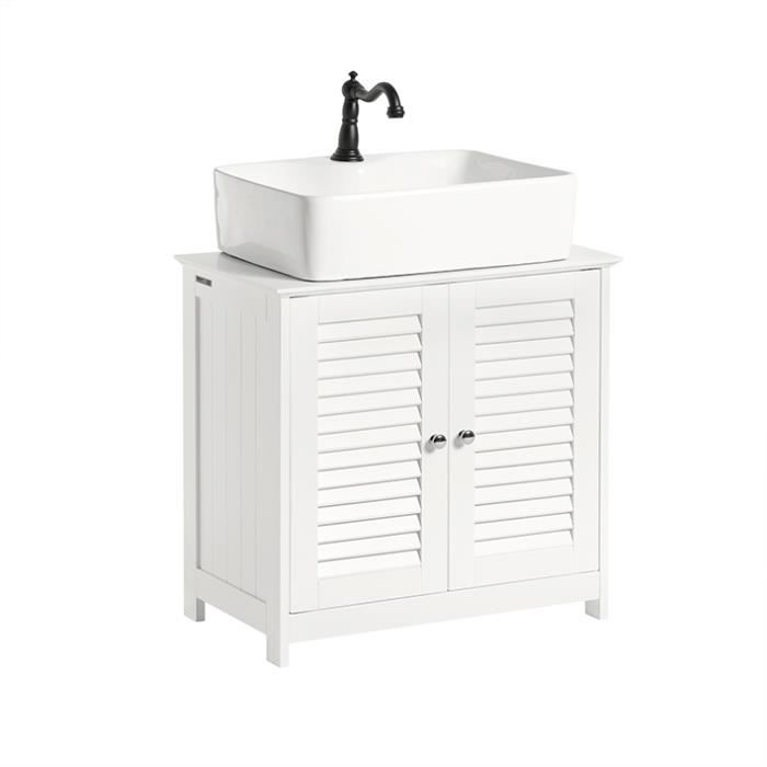 sobuy frg237-w meuble sous-lavabo meuble de salle de bain vasque - 2 portes et 2 étages à l’intérieur -blanc