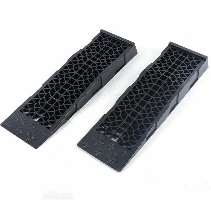 Rampe Trottoir Antidérapante Pour Fauteuil Roulant – Lot De 2, Caoutchouc Robust, Drainage, Fixation (49x30x11 Cm)