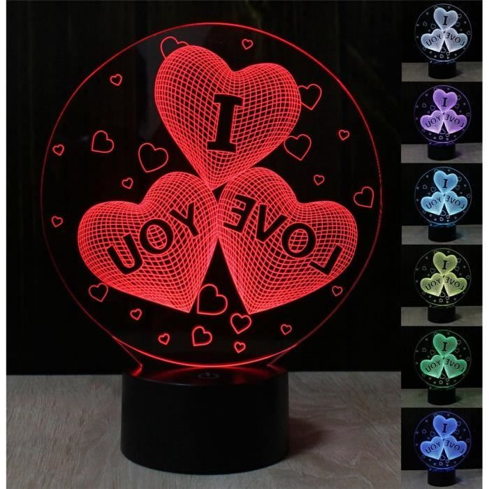 Veilleuse En Forme De Cœur Avec 3 Modes Lumineux – USB – Pour Chambre, Salon – Décoration Ambiance Douce