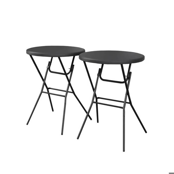 sweeek Lot de 2 tables hautes de réception – GALA – Mange debout pliables Ø80cm x 110cm gris foncé TABLES GALA X2