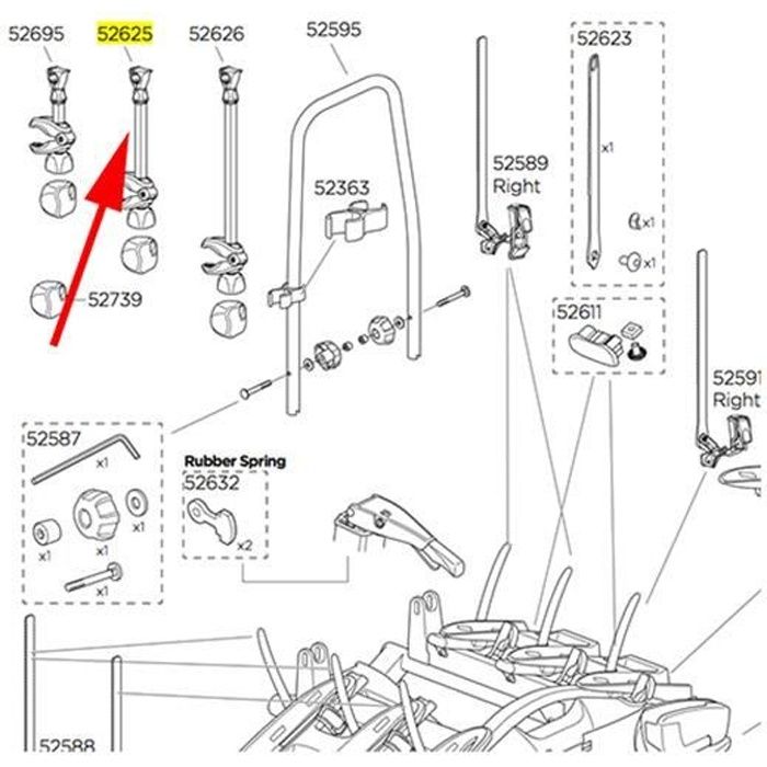 Branche vélo courte Thule pour porte-vélos VeloCompact 925