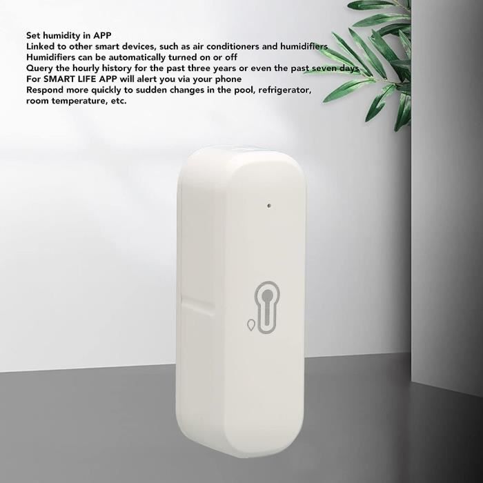 Capteur Connecté Température & Humidité WiFi - Alerts Smartphone, Compatible Alexa/Google