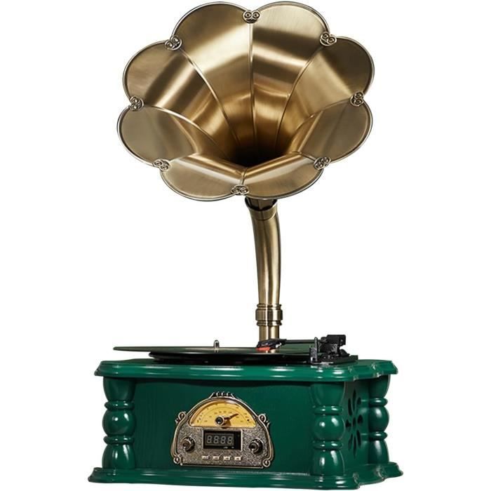 TourneDisque Rétro Avec Corne En Cuivre, Bluetooth, Vintage, Platine, Phonographe, HautParleur