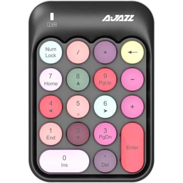 Clavier Numérique Sans Fil 22 Touches - Connexion USB 2.4G - Réaction 5ms - Pour Saisie Rapide De Données (noir Argenté)