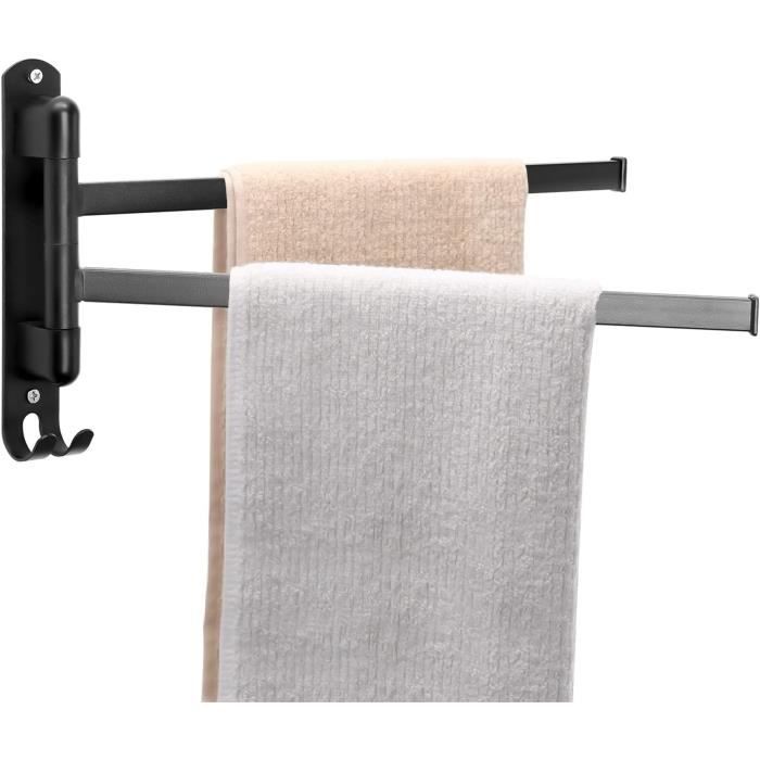 Porte-Serviettes Murale 3 Bras Rotatifs 180° - Acier Inoxydable SUS304 - Extensible 28 à 50 Cm - Support 10.5 Kg - Pour Salle De Bain - 5