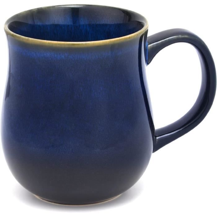 Lot De 4 Grandes Tasses à Thé En Céramique Bleu Cobalt - 37 Cl Chacune, Occasion Bon état