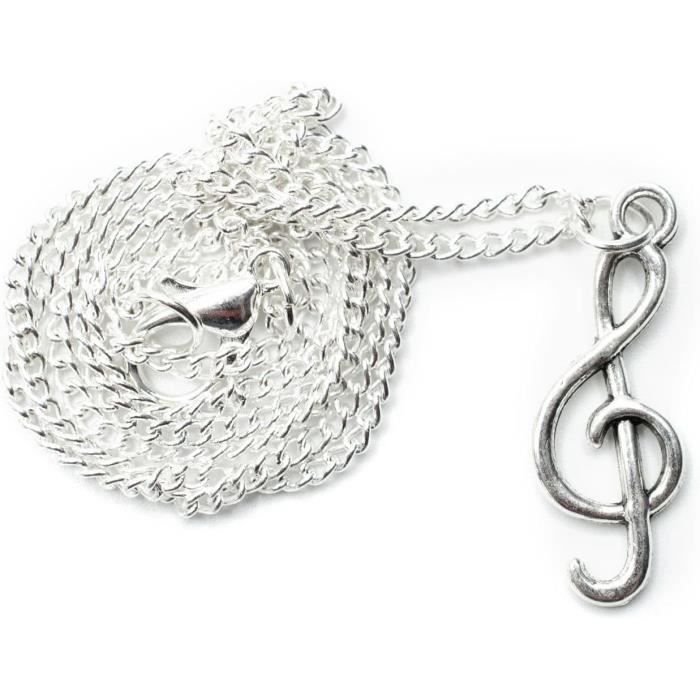 Broche Clé De Sol En Acier Inoxydable - Noir Et Argent | Bijou Musical Élégant