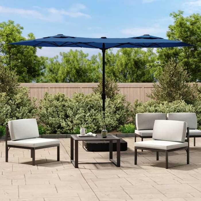 vidaXL Parasol de Jardin à Double Tête avec LED Pare soleil de Patio Abri de Soleil Parasol de Plage Terrasse Extérieur 362976 - vue 2