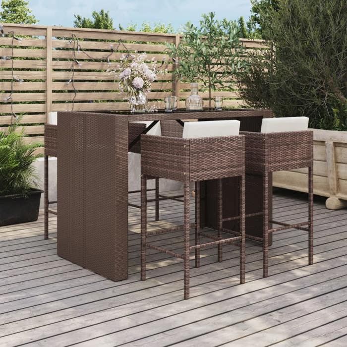 vidaXL Ensemble de bar jardin 5 pcs poly rotin - vue 2