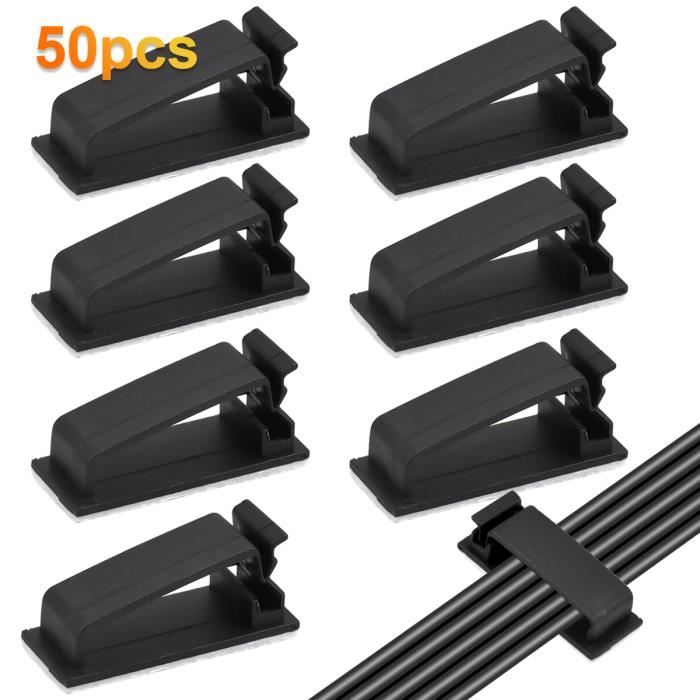 50PCS Clips de Câble, Colliers de Serrage Câble, Câble Rangement