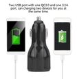 RHO- Charge rapide 3.0 USB Quick Charge 3.0/QC3.0 Dual USB Port Socket Fast Car Charger Power Adapter Noir-1