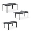 Salon de jardin table extensible - Orlando Gris taupe - Table en aluminium 150/210cm. plateau de verre. rallonge et 6 chaises en-1