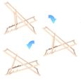 Transat de Jardin - SPRINGOS - Chaise longue pliante en bois de plage - Réglable en 3 positions - Bleu / Blanc-1