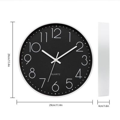 Horloge Murale Radio-pilotée Silencieuse 30 Cm Sans Tic-tac - Design Moderne Noir - Pour Salon, Cuisine, Bureau