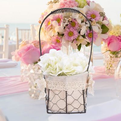 POTRUWE Panier Fleurs Cœur Doré - Déco Géométrique Métal Pour Centre De Table