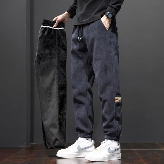 Pantalon Baggy Homme En Velours Côtelé - Taille élastique, Doublure Sherpa, Poches - Chaud Pour L'hiver - 6