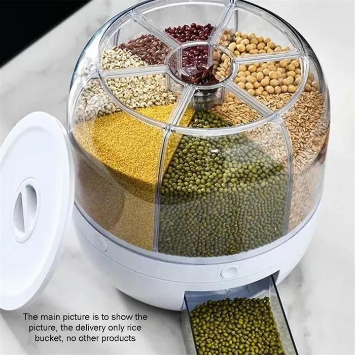Hkfgdjdl Boîtes de rangement scellées - Distributeur de riz rotatif à 360 degrés - Boîte à riz robuste avec fenêtre d'inventaire visuel - Boîte de rangement pour céréales rotatives