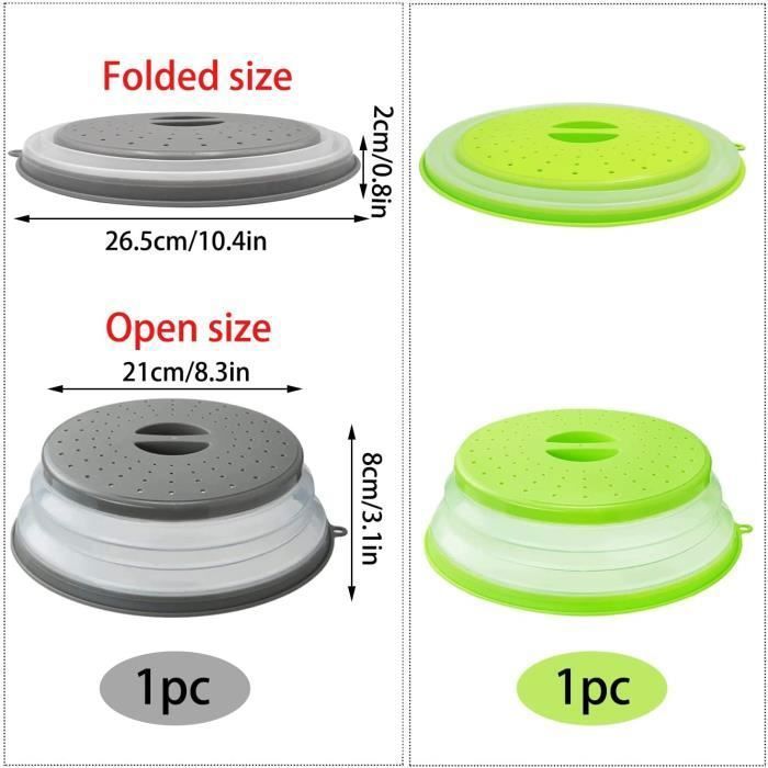 3 Couvercles Micro-ondes Pliables Avec Plateau – Anti-éclaboussures, Vapeur Contrôlée – Sans BPA