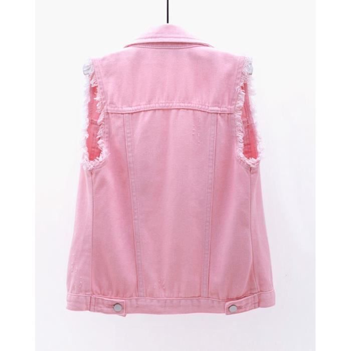 Veste en sales jean rose femme