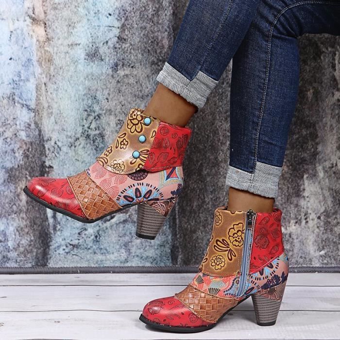 Bottes d hiver pour femmes KJEHOME Compens es Cuir marron