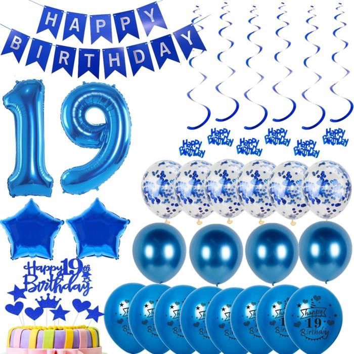 Ballon Bleu Décoration Anniversaire 14 Ans Garçon - Transparent Happy Birthday Guirlande Gâteau