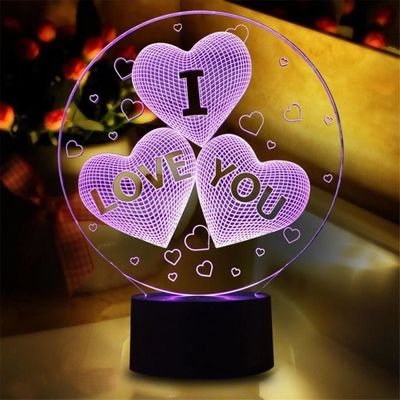 Jinson Well 3D Geste D'amour Coeur LED Lampe D'illusion Lumière Veilleuse De Nuit Avec Câble USB Et 7 Couleurs Décoration Pour Enfant Chambre Chevet Table De Bébé Enfant Cadeau Fête Anniversaire