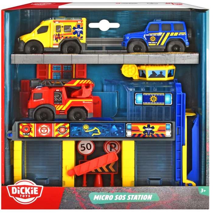 Kit Voitures Jouet Micro SOS Dickie Toys - 3 Véhicules (police, Pompiers, Ambulance) Avec Lampe Torche, Pour Enfants 3 Ans Et Plus - 2