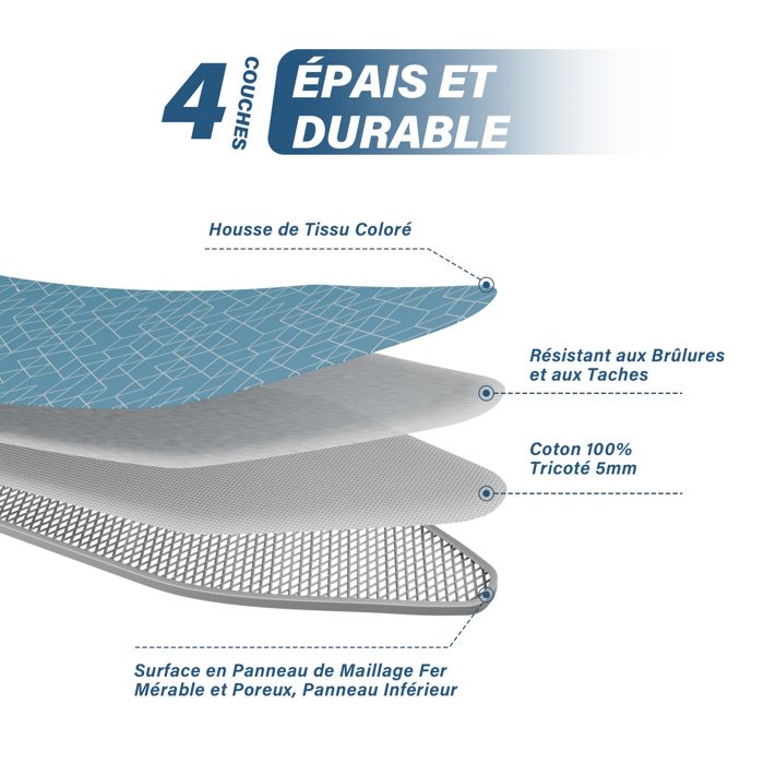 VEVOR Planche a Repasser 110x33 cm Table a Repasser 4 Couches Epaisses 7 Hauteurs Reglables 715-915 mm avec Housse Anti-chaleur Housse 100 % Coton pour Maison Buanderie Salle de Bains 1292x334x915 mm VEVOR Planche a Repasser 110x33 cm Table a Repasser 4 Couches Epaisses 7 Hauteurs Reglables 715-915 mm avec Housse Anti-chaleur Housse 100 % Coton pour Maison Buanderie Salle de Bains 1292x334x915 mm