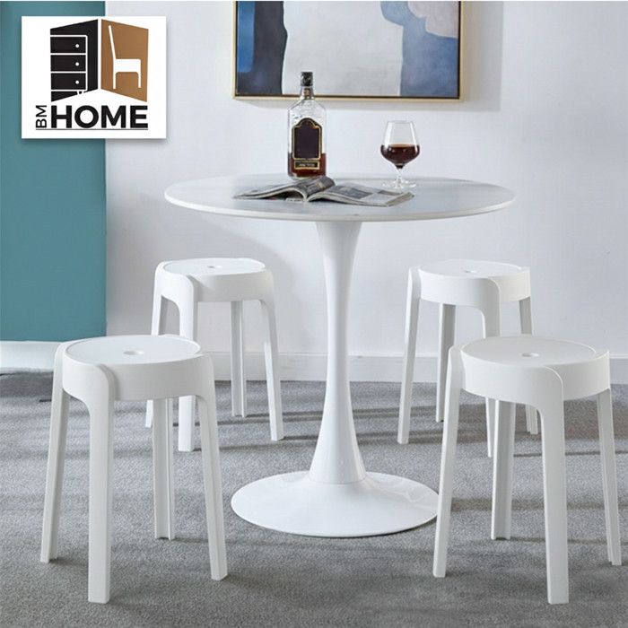 Lot De 4 Tabourets Empilables Plastique Léger – Multifonction Intérieur Extérieur 27x29,5 Cm, Charge 136 Kg