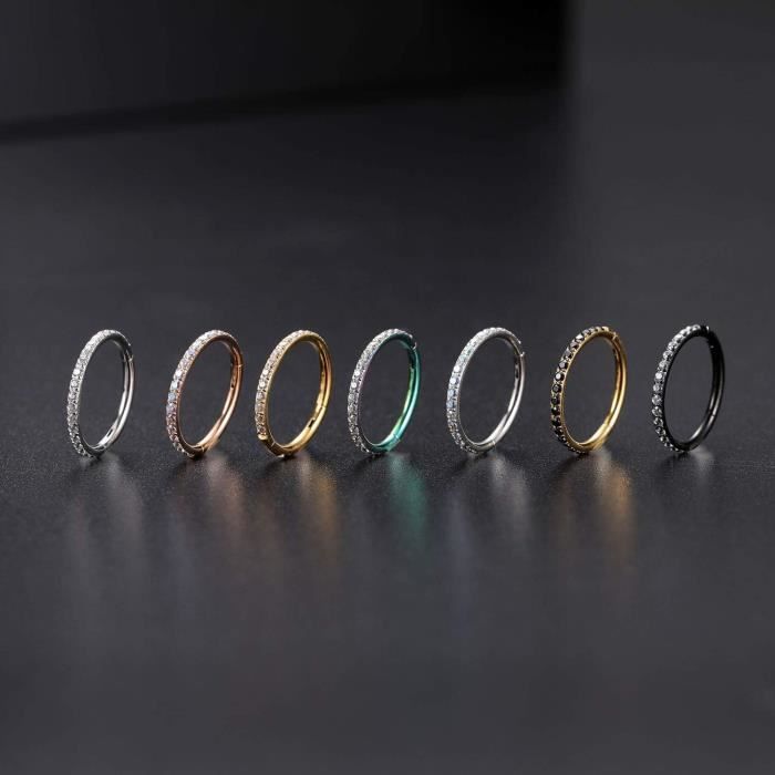 Lot De 3 Piercings Tragus / Cartilage – Acier Chirurgical 316L Et Verre – Noir – Neufs