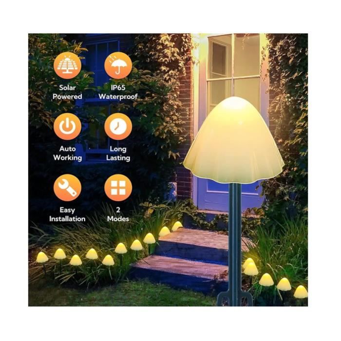 Maison De Champignon Décorative Avec Lumière Solaire - Résine étanche - Pour Jardin, Terrasse - Décoration Féerique