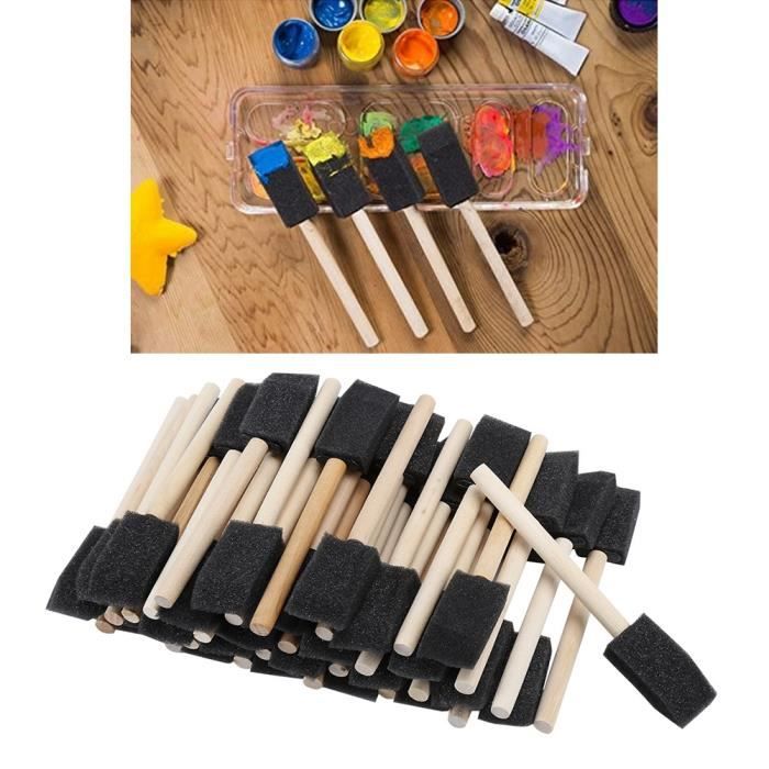 EOGRFW Lot De 40 Pinceaux éponge Ronds En Mousse - Avec Manche En Bois