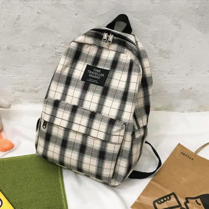 Mode Plaid Toile Femmes Coll ge tudiant Sac Dos Adolescente