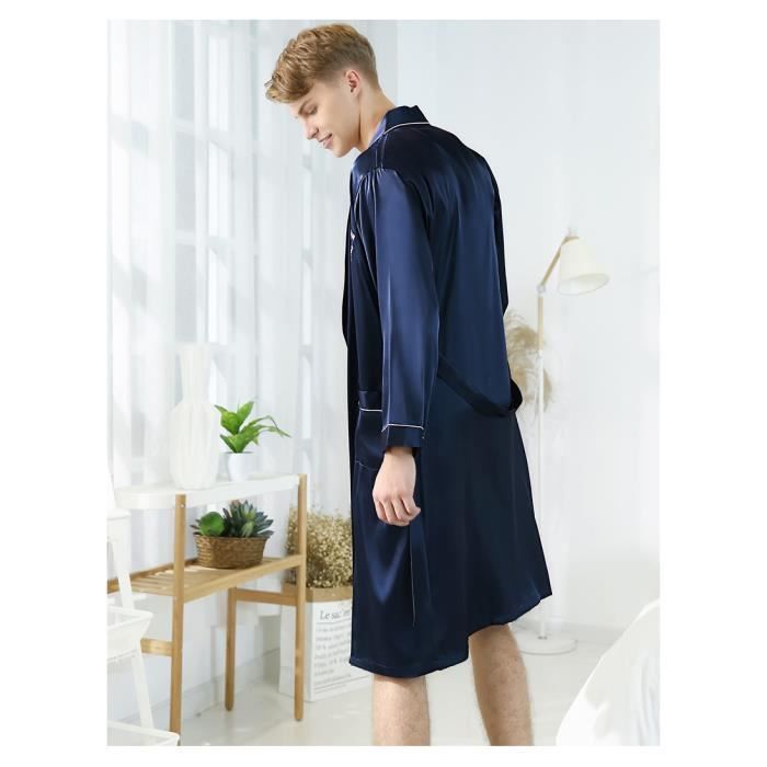 Kimono Homme Coton - Peignoir Japonais Maison/Plage - Taille Unique - Confortable Et Léger