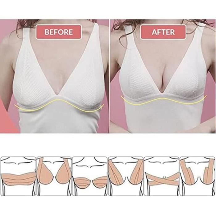 BIMEI Soutien-Gorge Adhésif Sans Bretelles Dos Nu Invisible Rehausseur pour Robe Dos Nu, 2 Paires, Beige+noir, Bonnet C