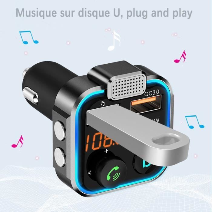 Transmetteur FM Bluetooth, ZAMUS Bluetooth pour voiture Lecteur de Musique  MP3 Basse Support U Disk, avec Chargeur Rapide de Voiture - Cdiscount  Informatique