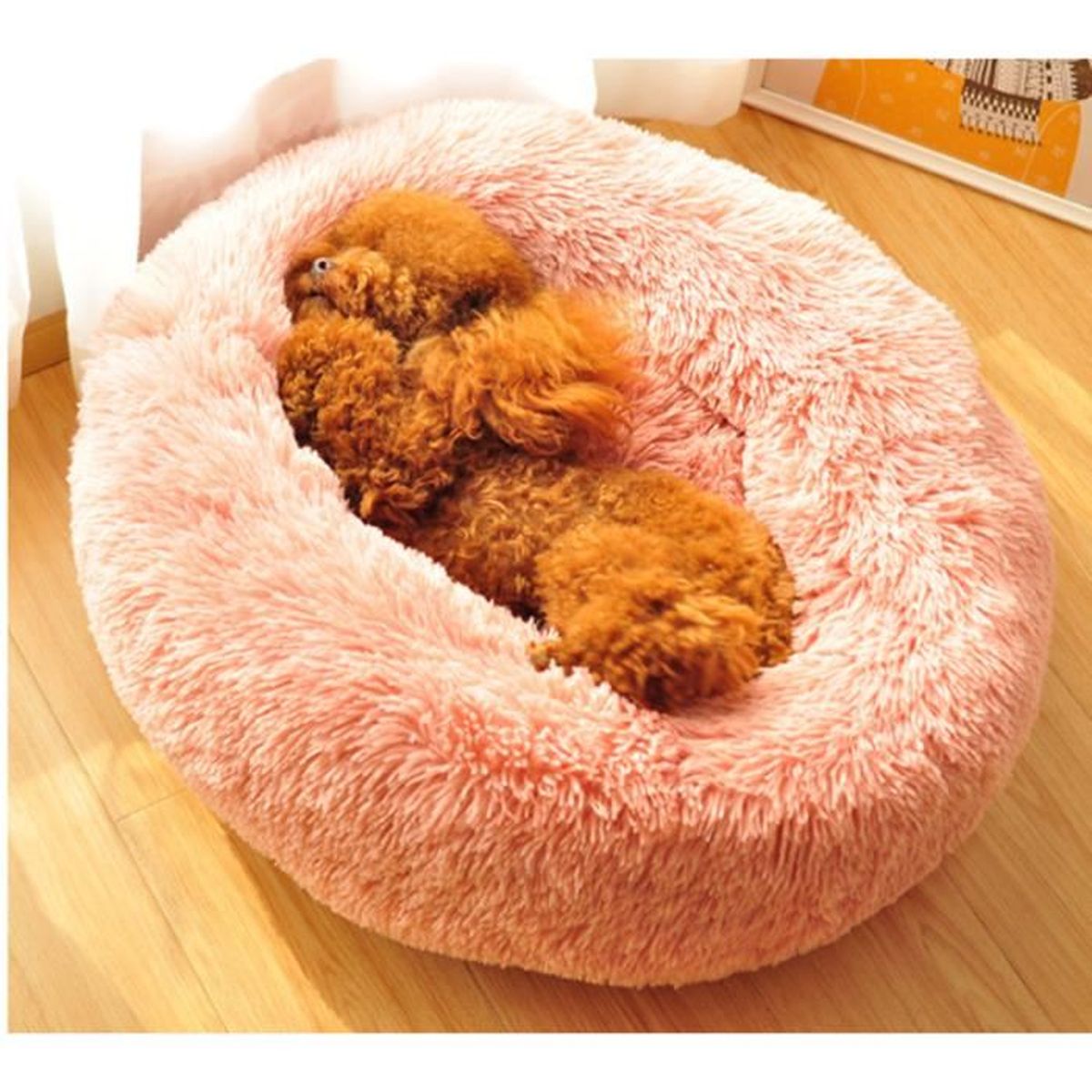 100 Pcs Lit Couchette Pour Chat Chien Poilue Lit De Chat Rond Sac De Couchage Peluche Doux Lit 60 26cm Rose Cdiscount