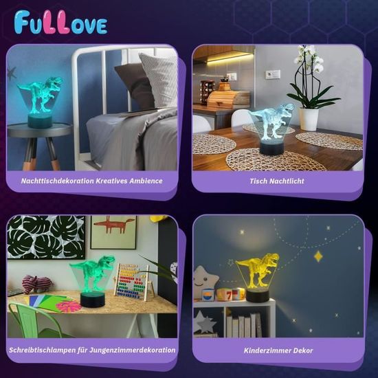 Projecteur Dinosaure Veilleuse Enfants - Lampe Ciel Étoilé Rotative 360° Cadeau Garçon 3-8 Ans