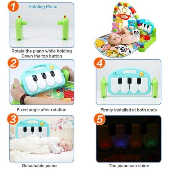 Tapis Musical D Eveil De La Jungle Pour Bebe 4 En 1 Tapis De Fitness Piano Jouets Amovibles Garcons Filles Cdiscount Puericulture Eveil Bebe