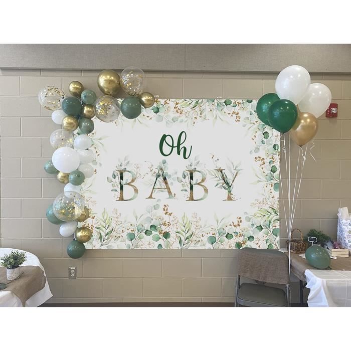 Bovlleetd 300x200cm Oh Baby Toile De Fond Botanique Baby Shower Fête D'anniversaire Bannière Feuille D'eucalyptus Feuille De Palmier Photographie Fond Pour Gâteau Table Bannière
