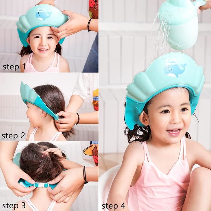 Bonnet de douche réglable pour enfants, protection des yeux