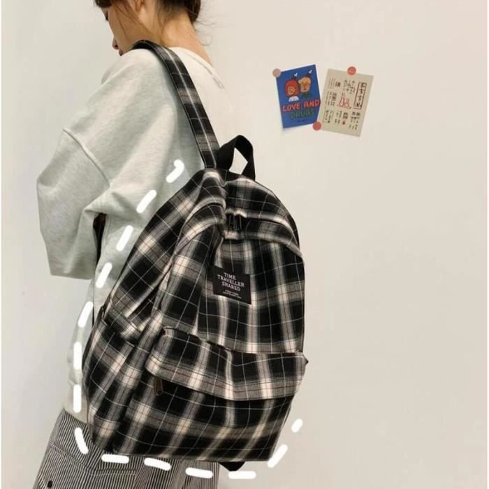 Mode Plaid Toile Femmes Coll ge tudiant Sac Dos Adolescente