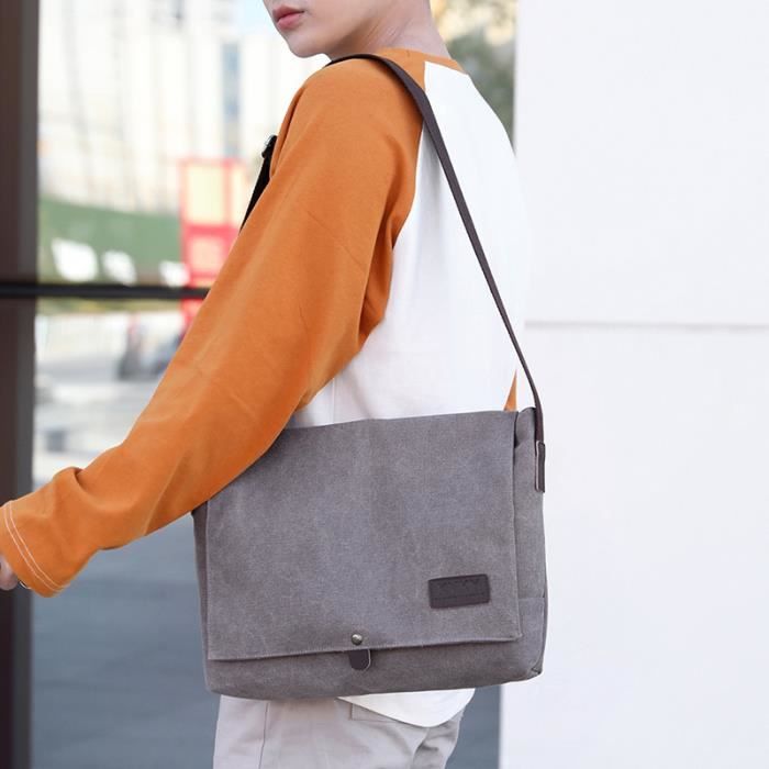 Sac Bandouli re Homme en Toile Sacoche Messager Multifonctionnel
