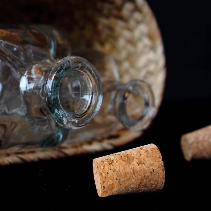 Lot De 10 Bouchons En Liège Avec Tête Plastique Noire - Pour Toutes Bouteilles, Réutilisables